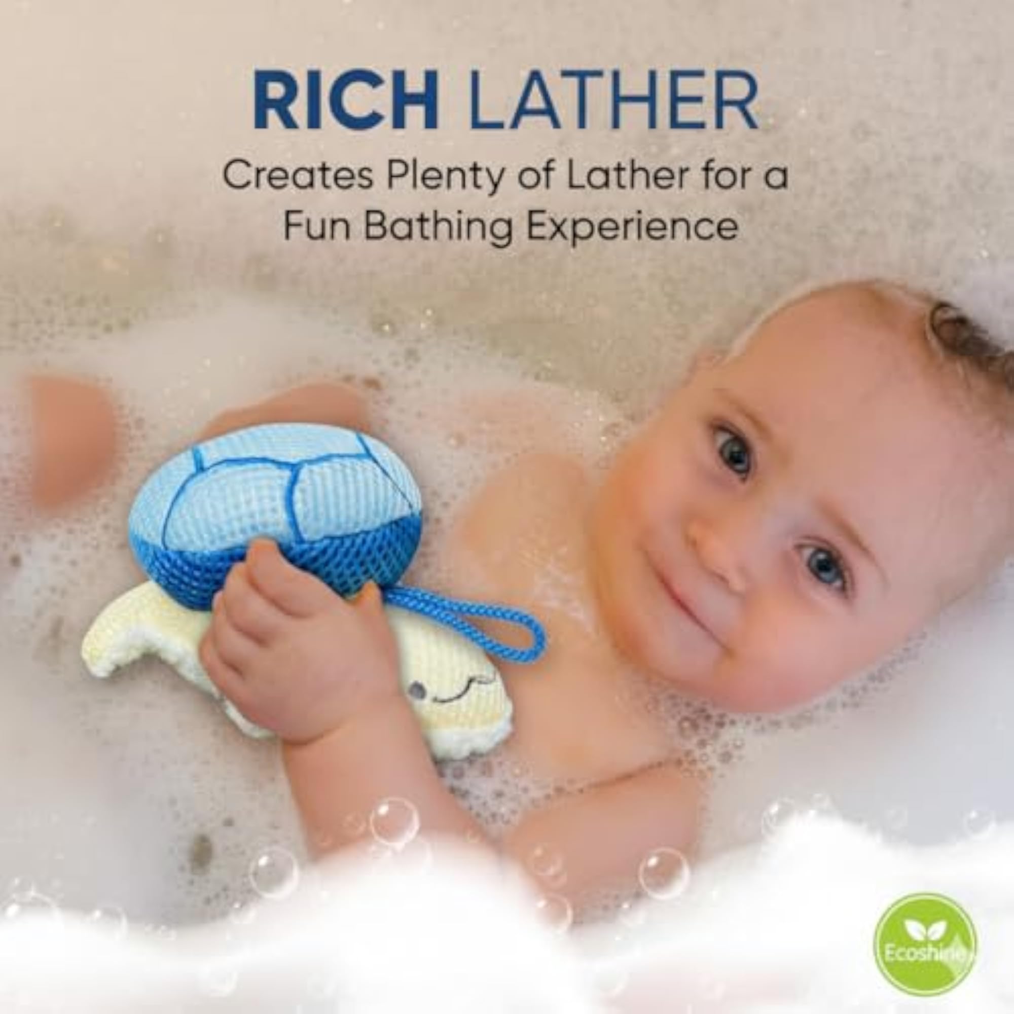 Bamboo Bath Loofah with Cute Turtle Shape, Eco-Friendly